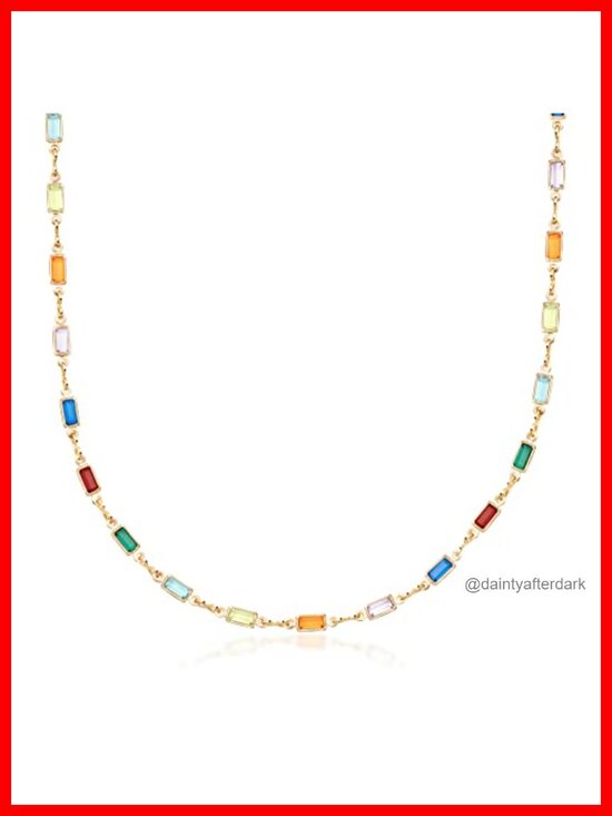 Jewelry - 18K Gold Plated Multi Stone Crystal Baguette Necklace